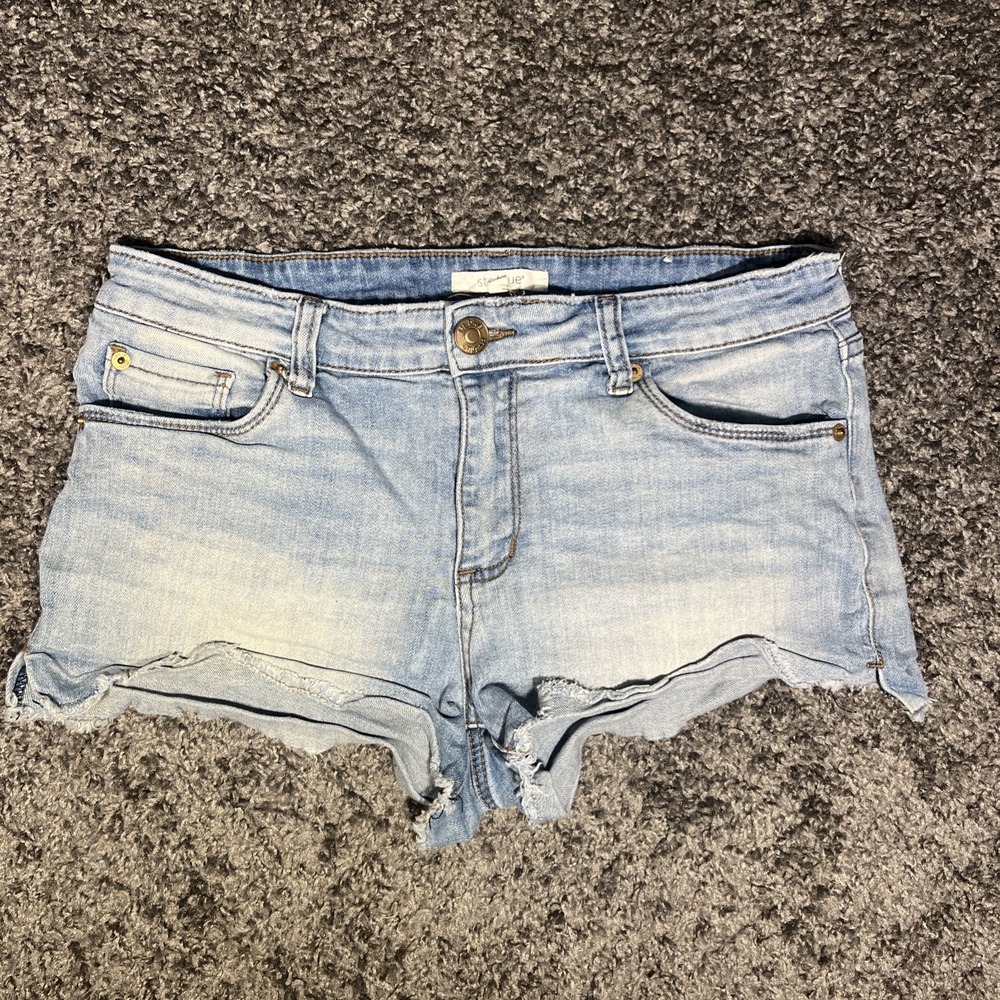 STS Blue Denim Mid Rise Cutoff Shorts Women's Waist 29 Light Wash